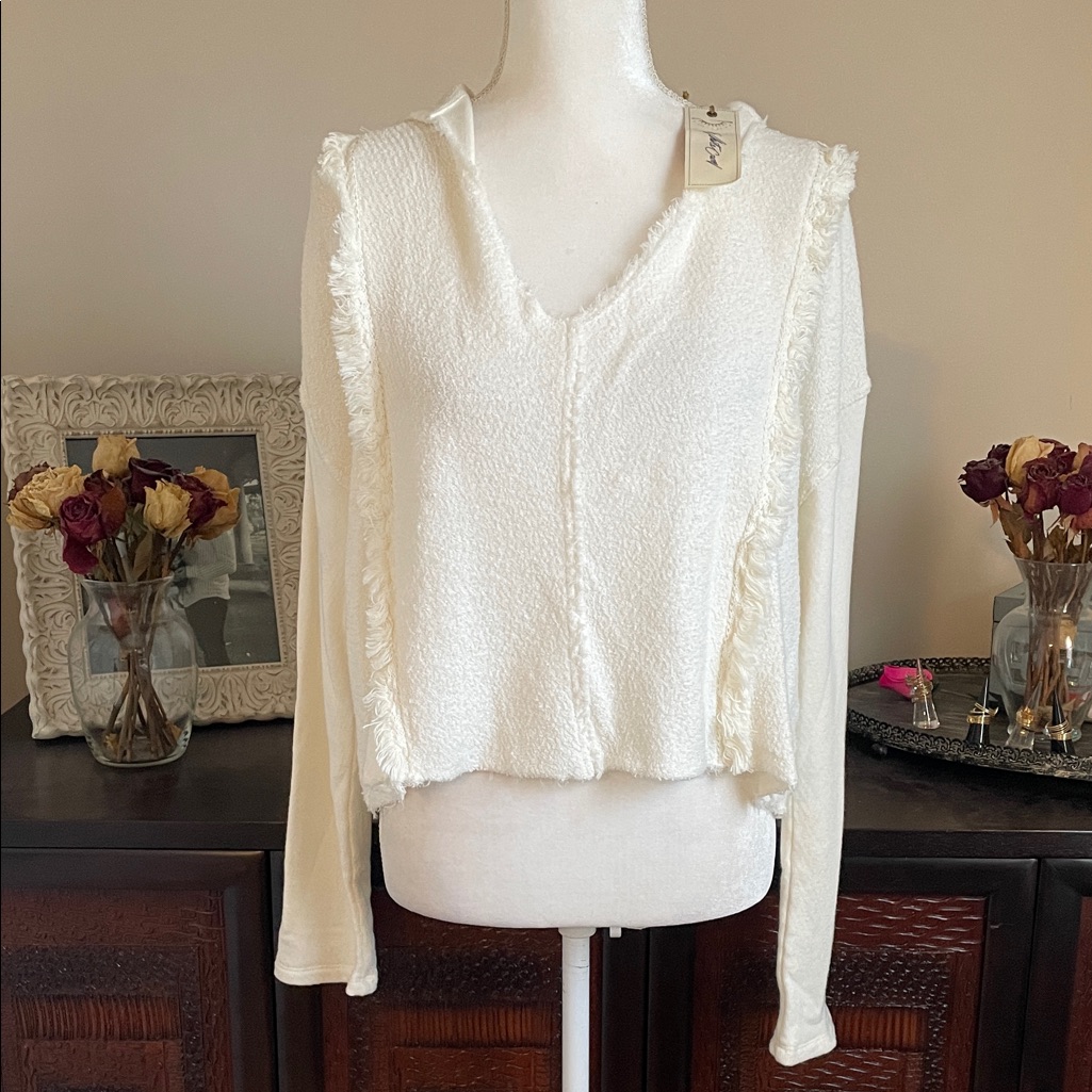 White Crow Toluca Terry Cloth Cropped Hoodie Size Medium — image 2 of 8